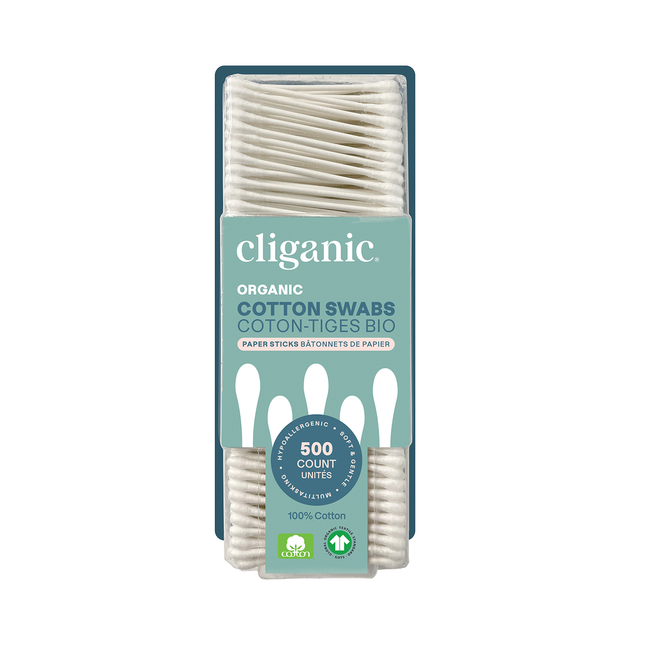 Cliganic - Organic Cotton Swabs | 500 Ct