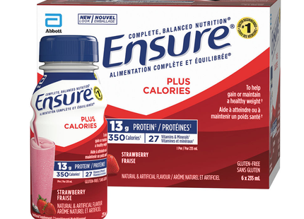 Ensure - Plus Calories Meal Replacement Drink, Strawberry Flavour | 6 X 235 mL