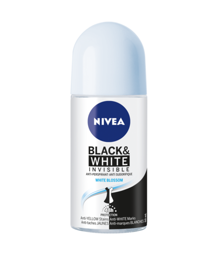 Nivea Antisudorifique à bille invisible noir et blanc - Fleur blanche | 50 ml