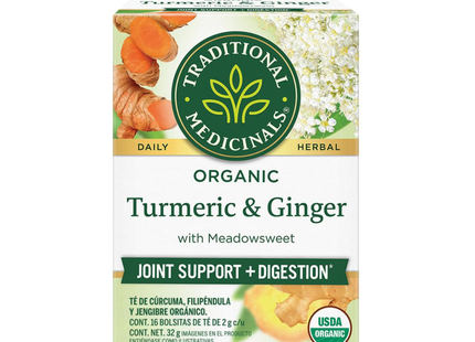 Médicaments traditionnels - Curcuma, reine-des-prés et gingembre biologiques | 16 sachets