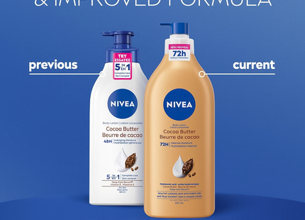 Nivea - Lait corporel hydratant intense 72 h, beurre de cacao | 625 ml