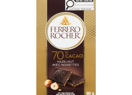 Ferrero Rocher - Premium Chocolate Bar 70% Cacao Dark Chocolate Hazelnut | 90 g