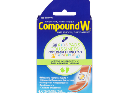 Composé W – Coussinets pour enfants en une étape à résistance maximale | 16 tampons médicamenteux