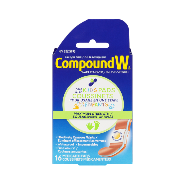 Composé W – Coussinets pour enfants en une étape à résistance maximale | 16 tampons médicamenteux