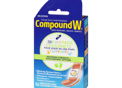 Composé W – Coussinets pour enfants en une étape à résistance maximale | 16 tampons médicamenteux