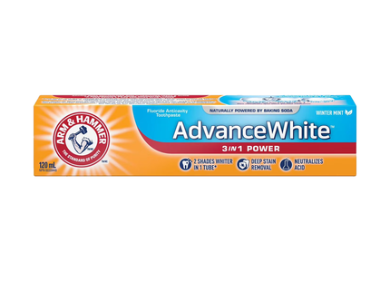 Arm &amp; Hammer - Dentifrice anti-caries au fluor 3 en 1 Advance White, Menthe hivernale | 120 ml