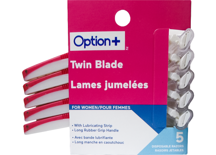 Rasoirs jetables à double lame Option+ Aqua 2 pour femmes | 5 rasoirs