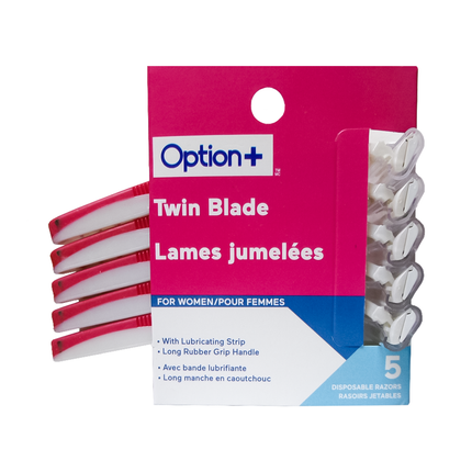 Rasoirs jetables Option+ à double lame pour femmes | 5 rasoirs