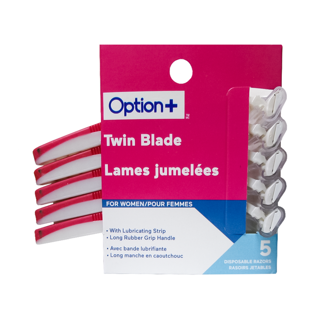 Rasoirs jetables à double lame Option+ Aqua 2 pour femmes | 5 rasoirs