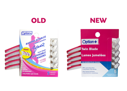 Rasoirs jetables à double lame Option+ Aqua 2 pour femmes | 5 rasoirs