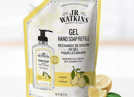 J.R. Watkins - Gel Hand Soap Refill Calendula, Oat, Vitamins D & E - Lemon | 1 L