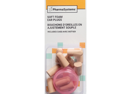 PharmaSystems - Soft Fit Ear Plugs with Case | 5 Pairs + 1 Case