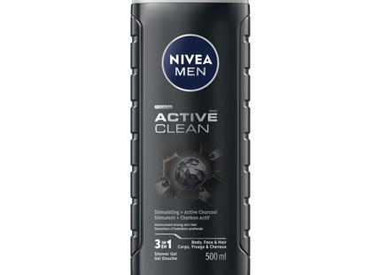 Nivea - Men Active Clean Gel Douche au Charbon Actif | 500 ml