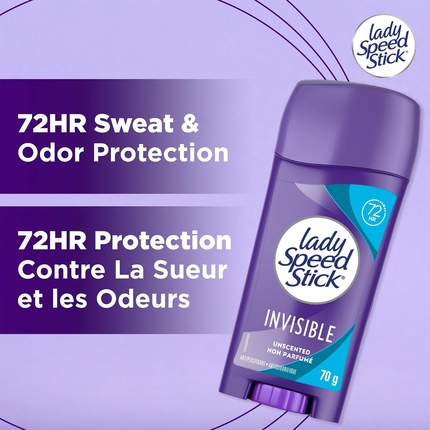 Lady Speed Stick - Anti-transpirant invisible 72h, Sans parfum | 70 g