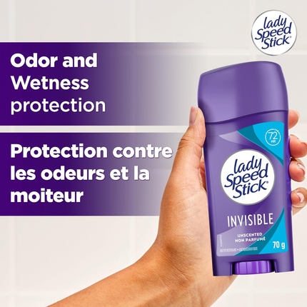 Lady Speed Stick - Anti-transpirant invisible 72h, Sans parfum | 70 g