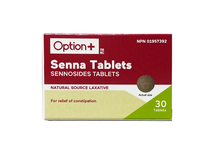 Option+ Comprimés de sennosides de séné Laxatif de source naturelle | 30 comprimés