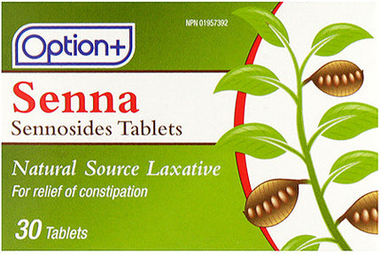 Option + - Senna - Sennosides Tablets - Natural Source Laxative | 30 Tablets