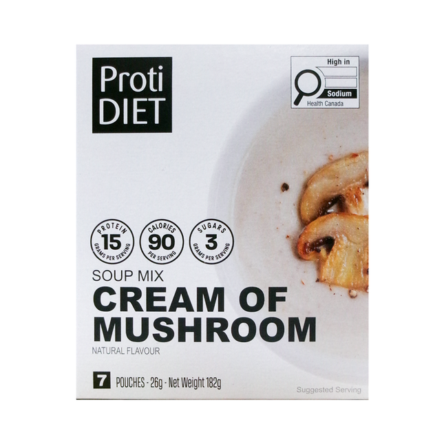 ProtiDiet - High Protein Cream of Mushroom Soup Mix | 7 x 26 g