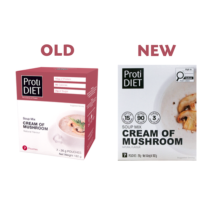 ProtiDiet - High Protein Cream of Mushroom Soup Mix | 7 x 26 g