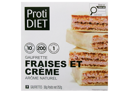 ProtiDiet - Gaufrettes protéinées à la fraise et à la crème | 7 x 36 g