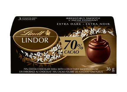 Lindt - Lindor Chocolat Noir 70 % | Lot de 3