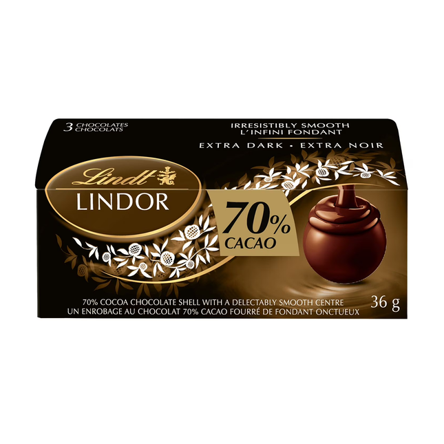 Lindt - Lindor Chocolat Noir 70 % | Lot de 3