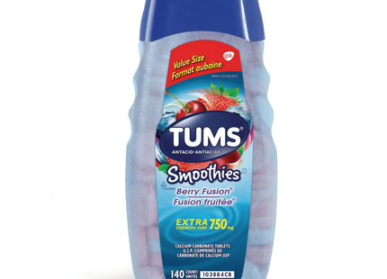 Tums Extra Fort 750 mg Comprimés antiacides - Smoothies Berry Fusion | 140 unités