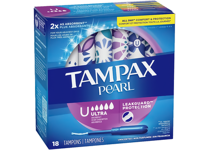 Tampax Pearl - Leakguard Protection - Ultra Absorbency - Unscented | 18 Tampons