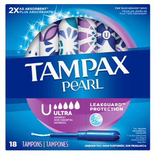 Tampax Pearl - Leakguard Protection - Ultra Absorbency - Unscented | 18 Tampons