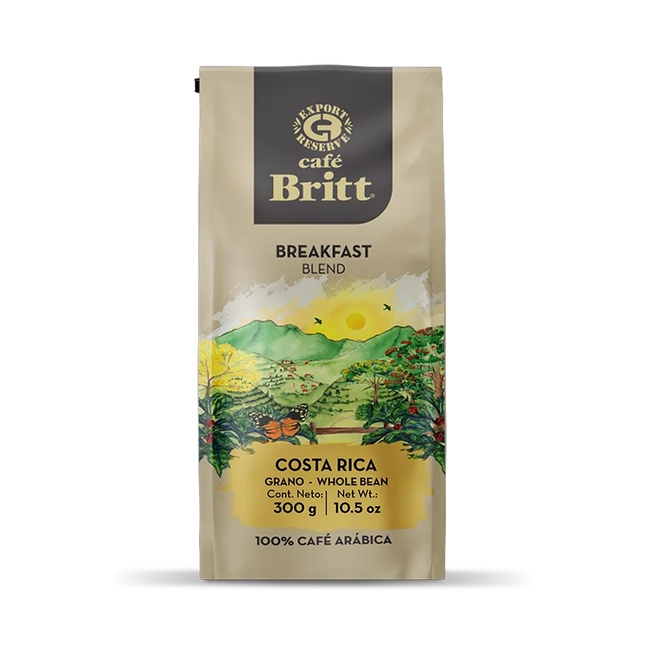 Cafe Britt - Breakfast Blend Costa Rican Whole Coffee Beans | 300 g