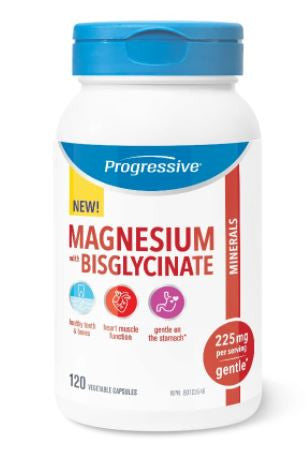 Progressive Magnesium with Bisglycinate Capsules - 225 mg Per Serving | 120 Vegetable Capsules