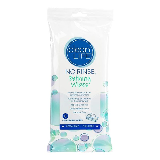 Clean Life - No Rinse Bathing Wipes | 8 Pack