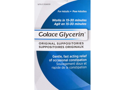 Colace - Glycerin Original Suppositories for Adults | 12 Suppositories