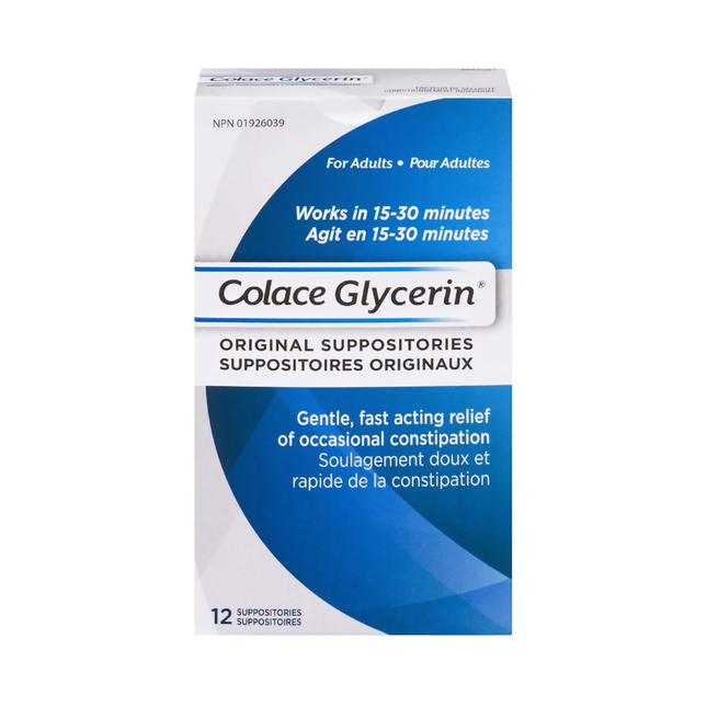 Colace - Glycerin Original Suppositories for Adults | 12 Suppositories