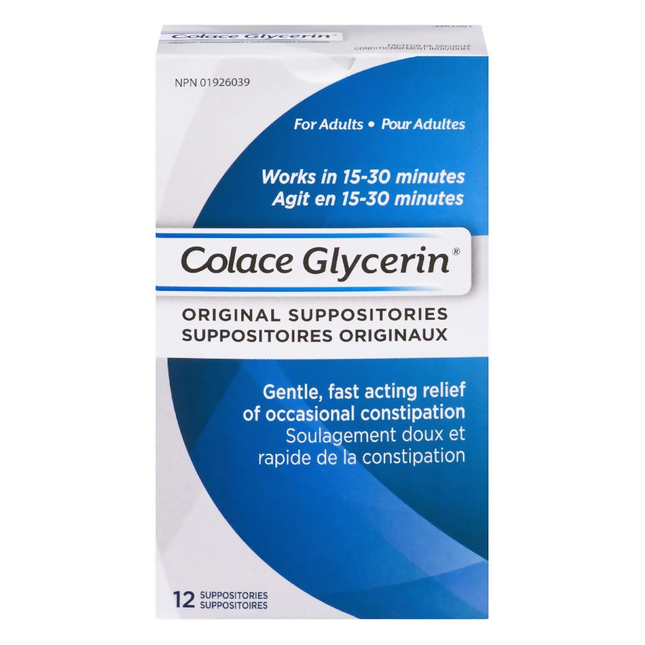 Colace - Glycerin Original Suppositories for Adults | 12 Suppositories