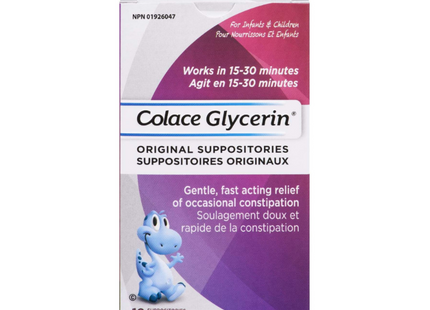 Colace - Glycerin Original Suppositories for Infants & Children | 12 Suppositories