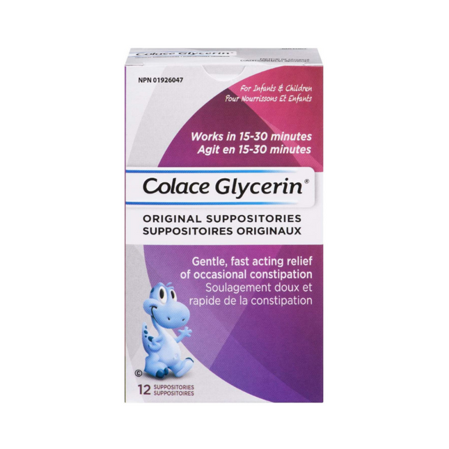 Colace - Suppositoires originaux à la glycérine pour nourrissons et enfants | 12 suppositoires