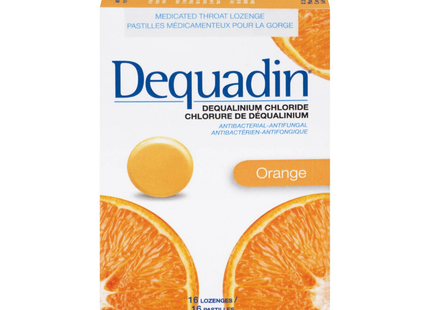 Dequadin - Antibactérien/Antifongique - Pastilles de chlorure de déqualinium - Saveur orange | 16 pastilles