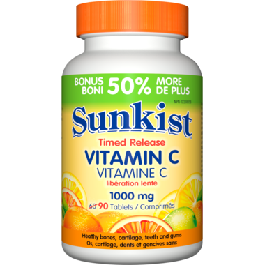 Sunkist Vitamine C 1000 mg | BONUS 60+30 Comprimés