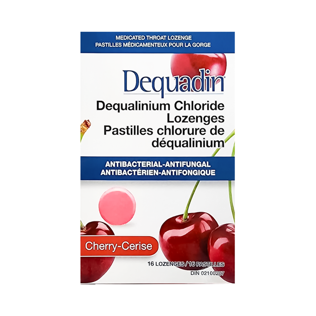 Dequadin - Antibacterial Dequalinium Chloride Throat Lozenges, Cherry | 16 Lozenges