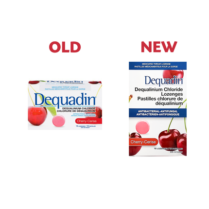 Dequadin - Pastilles gorge antibactériennes au chlorure de déqualinium, Cerise | 16 pastilles