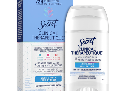 Secret - Clinical 72H Antiperspirant with Hyaluronic Acid, Light & Fresh | 45 g