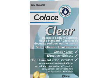 Colace - Clear Docusate Sodium Stool Softener | 60 Capsules