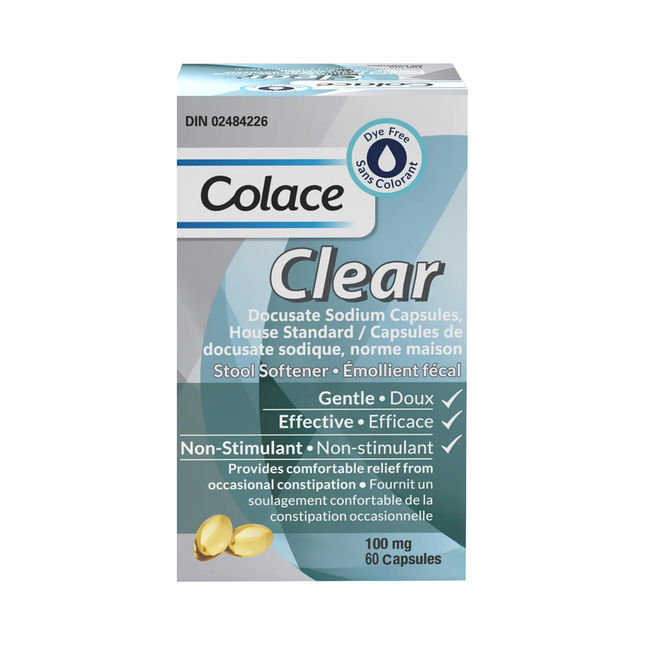 Colace - Clear Docusate Sodium Stool Softener | 60 Capsules