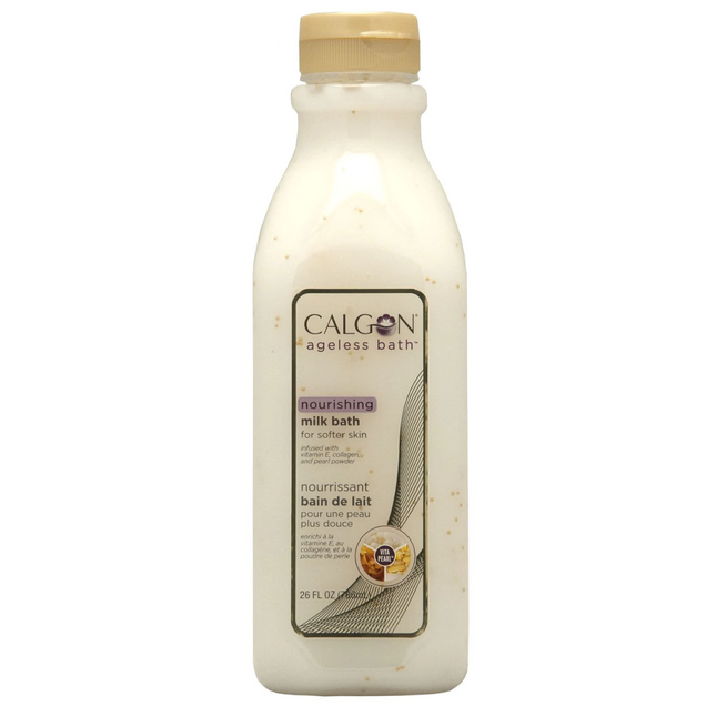 Calgon - Bain de lait nourrissant Ageless Bath avec vitamine E, collagène et poudre de perle | 786 ml