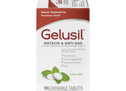 Gelusil - Antacid & Anti-Gas, Cool Mint | 100 Tablets