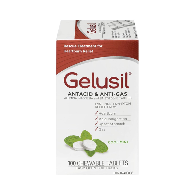 Gelusil - Antacid & Anti-Gas, Cool Mint | 100 Tablets