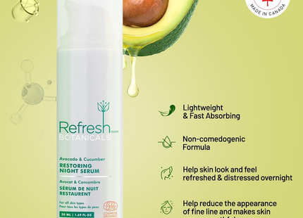 Refresh Botanicals - Restoring Night Serum - Avocado & Cucumber | 50 mL