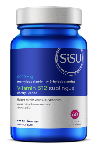 Sisu -Vitamine B12 méthylcobalamine - 5000 mcg - Saveur cerise | 60 comprimés sublinguaux*