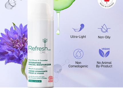 Refresh Botanicals - Hydrating Facial Moisturizer - Cornflower & Cucumber | 50 mL